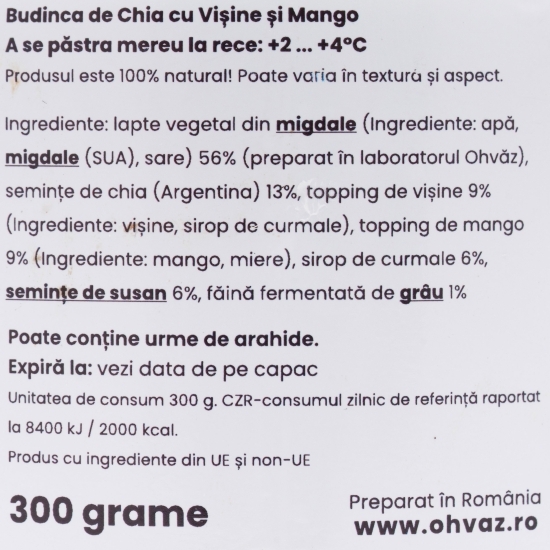 Budincă de chia cu vișine și mango 300g
