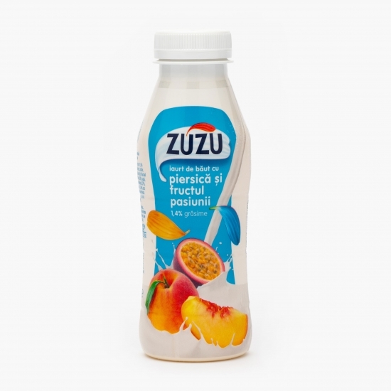 Iaurt de băut cu piersică și fructul pasiunii 1,4% grăsime 320g