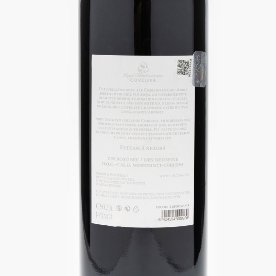 Vin roșu sec Fetească Neagră, 14%, 750ml