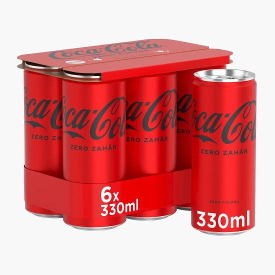 Băutură carbogazoasă cola zero zahăr doză 6x0.33l