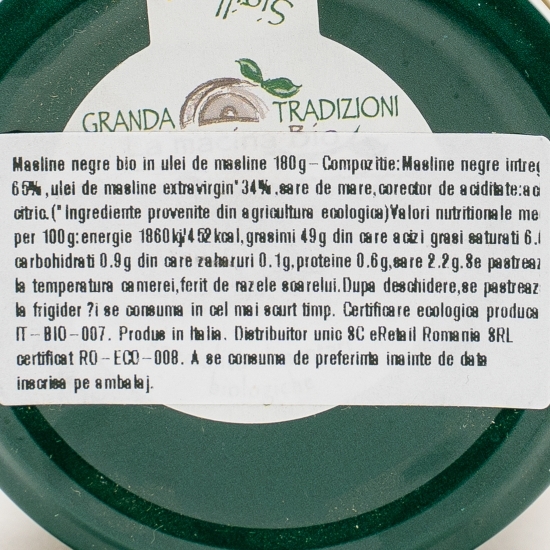 Măsline negre eco în ulei de măsline 180g