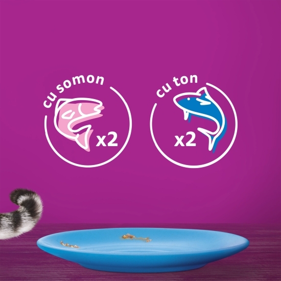 Hrană umedă pentru pisici adulte, 4 x 85g,  Preferate de pește în aspic