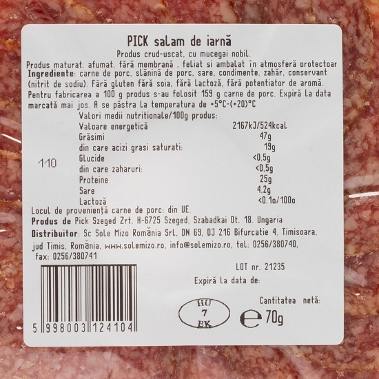 Salam de iarnă felii 70g