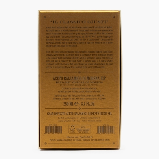 Oțet balsamic de Modena IGP Giuseppe Giusti, 2 medalii de aur, 0.25l