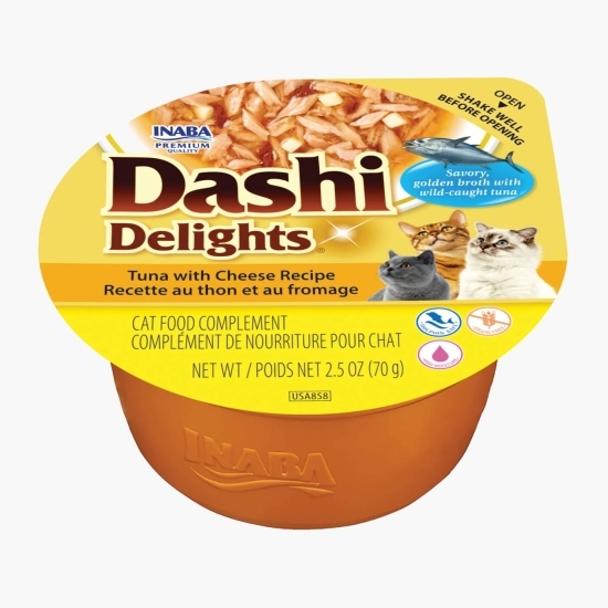 Hrană umedă pentru pisici Dashi Delights, cu ton și brânză, 70g