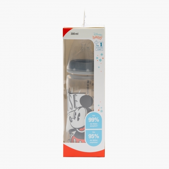 Biberon cu tetină de silicon, gri, 6-18 luni, 300ml