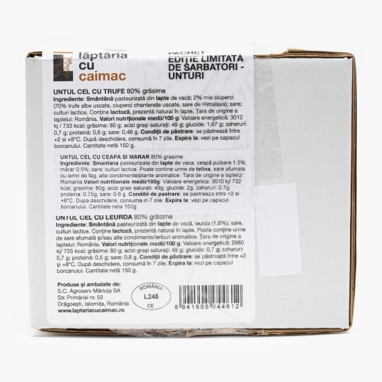 Pachet 3 unturi, cu leurdă, cu ceapă și mărar și cu trufe, 450g