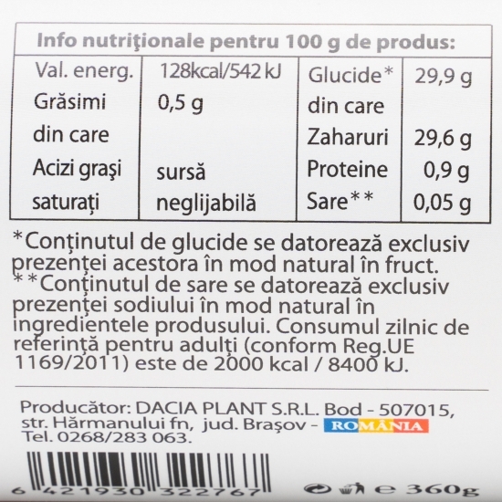 Dulceață de căpșuni fără zahăr adăugat 360g