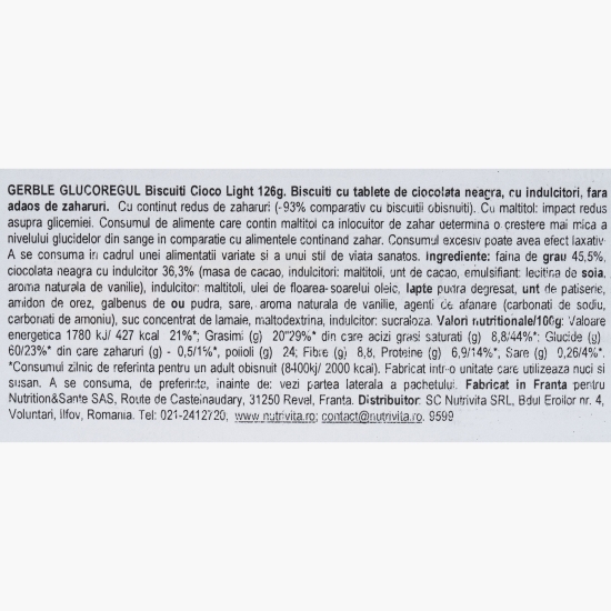 Biscuiți dietetici Cioco Light, fără zahăr adăugat 126g