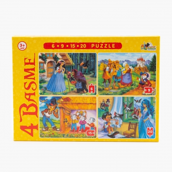 Puzzle - 4 Basme mici (6, 9, 15, 20 piese) 3+ ani