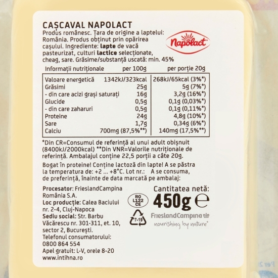 Cașcaval de vacă bloc 450g