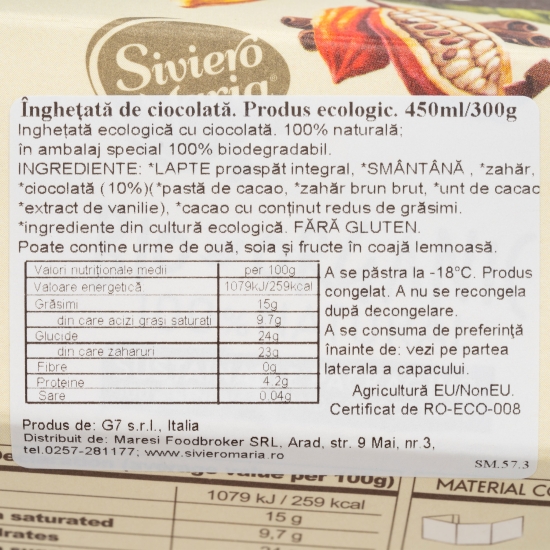 Înghețată de ciocolată eco 450ml
