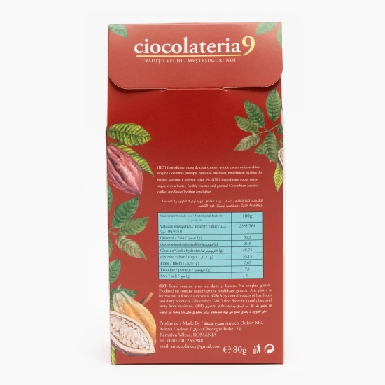 Ciocolată neagră 60% cacao cu cafea Arabica, 80g (16x5g) 