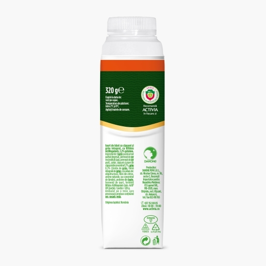 Iaurt de băut cu căpșuni și grâu integral 320g