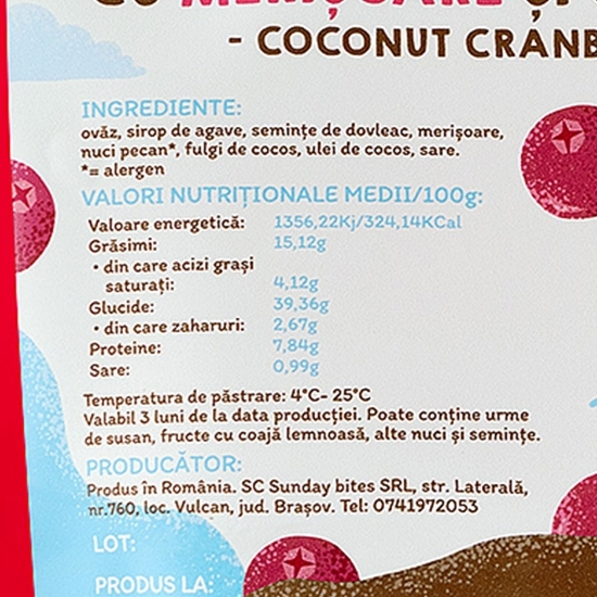 Granola cu merișoare și chipsuri de cocos 300g