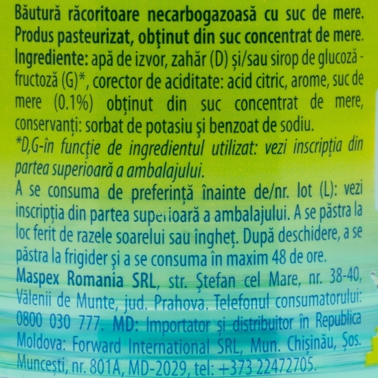 Băutură necarbogazoasă mere 0.5l