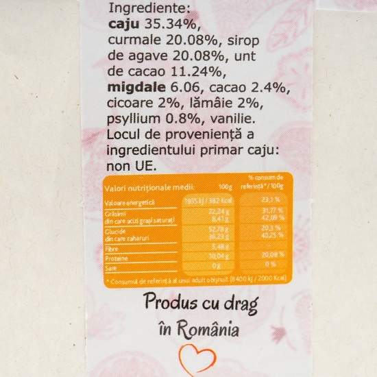 Tiramisu raw vegan fără gluten, fără zahăr adăugat 110g