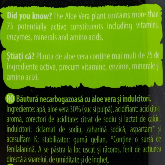 Băutură răcoritoare necarbogazoasă cu aloe vera, zero zahăr 1.5l