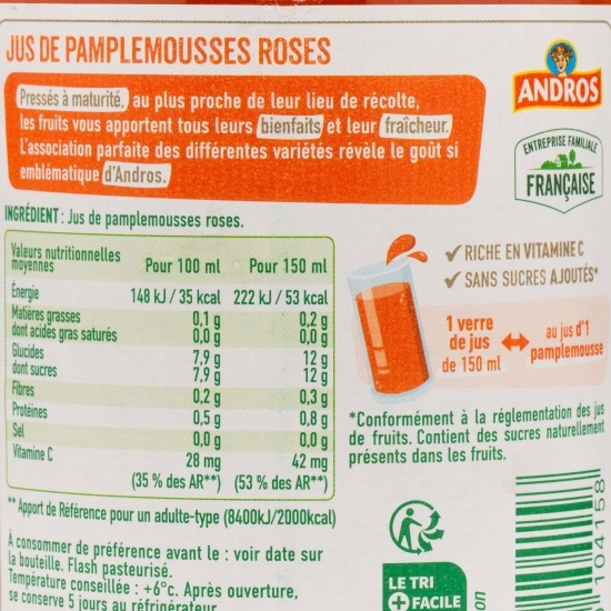 Suc de grapefruit fără zahăr adăugat 1l
