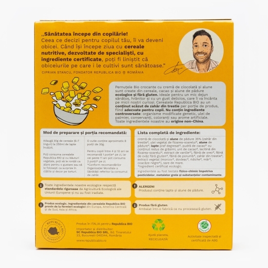 Pernuțe eco crocante cu cremă de ciocolată și alune, fără gluten 250g