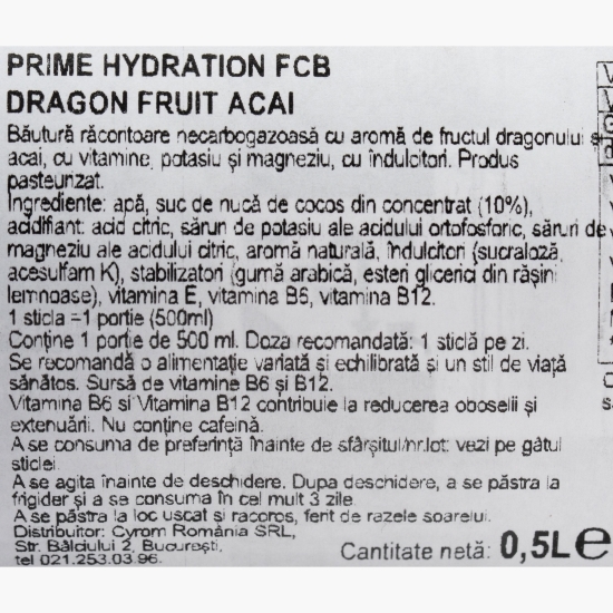 Băutură rehidratare cu aromă de fructul dragonului și acai, ediție FCB Barcelona 0.5l