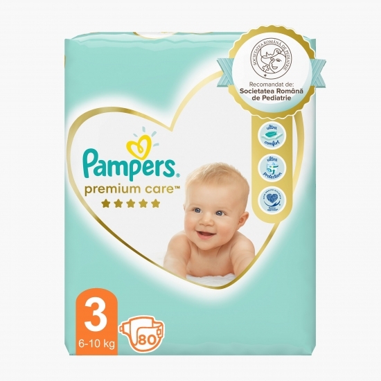 Scutece Premium Care mărimea 3, 6-10kg, 80 buc