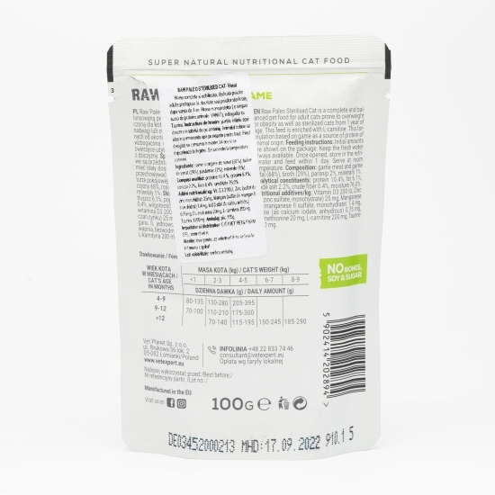 Hrană umedă pentru pisici, 100g, Sterilised Cat, vânat