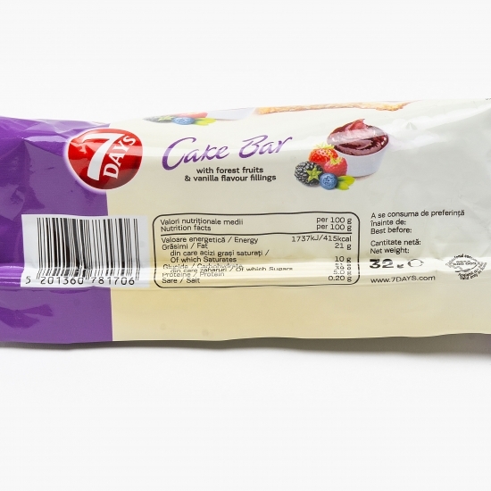 Cake Bar prăjitură cu umplutură de fructe de pădure și vanilie 32g