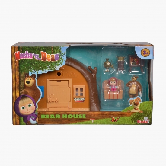 Set de joacă Masha and the Bear, Căsuță pliabilă cu figurine și accesorii 3+ ani