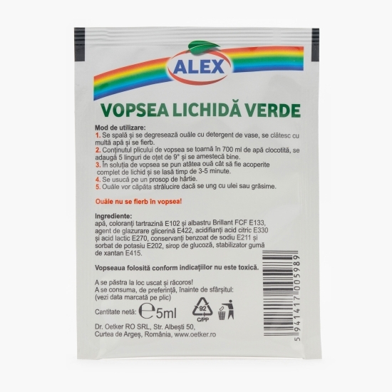 Vopsea lichidă (10 ouă) verde 5ml