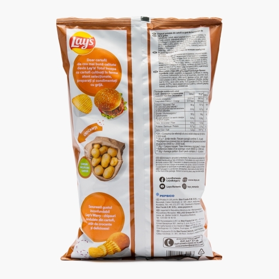 Chipsuri ondulate din cartofi cu aromă de hamburger, Wavy 115g