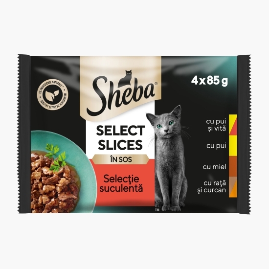 Hrană umedă pentru pisici adulte, 4x85g, selecție suculentă în sos