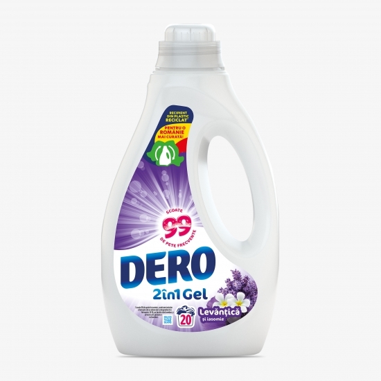 Detergent de rufe lichid 2în1 Gel levănțică și iasomie 20 spălari 1l