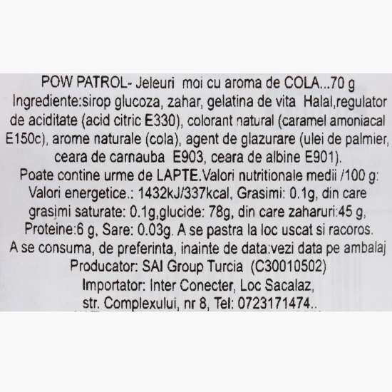 Jeleuri cu aromă de cola Paw Patrol Gummiz 70g