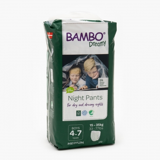 Scutece eco de noapte băieți, 0% clor, 4-7 ani, 15-35kg, 10 buc