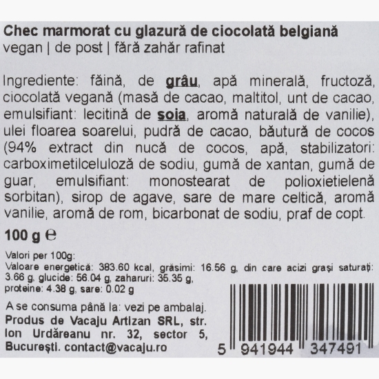Chec vegan marmorat, cu glazură de ciocolată 100g