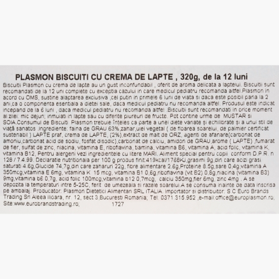 Biscuiți cu cremă de lapte, +12 luni, 320g