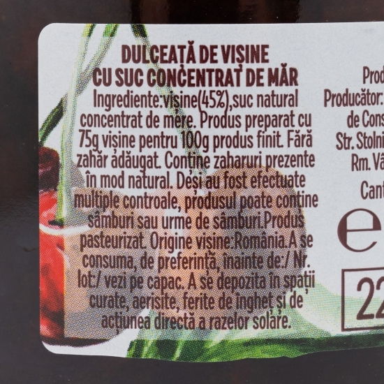 Dulceață de vișine fără zahăr adăugat 240g