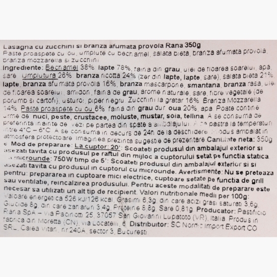 Lasagna cu dovlecei și brânză afumată provolone 350g