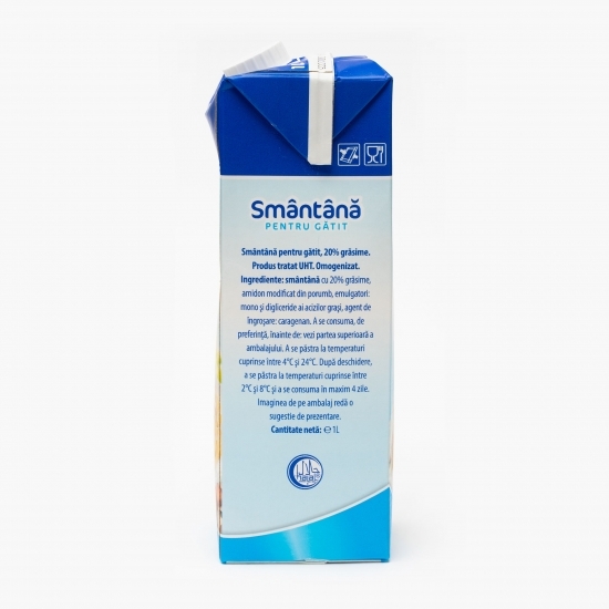 Smântână lichidă UHT pentru gătit 20% grăsime 1l