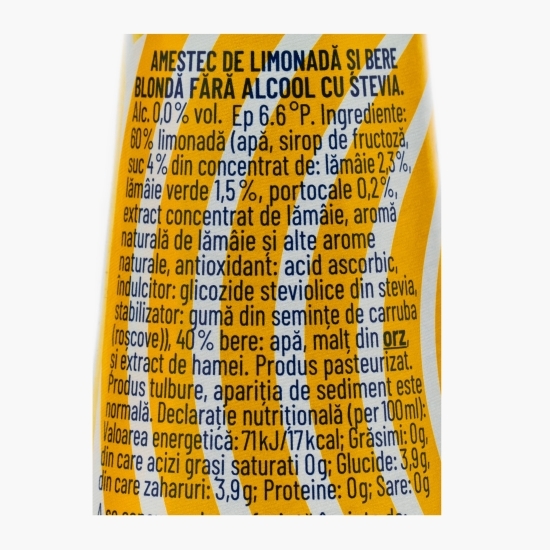 Bere cu gust de lămâie și lime cu 0% alc. sticlă 0.33l