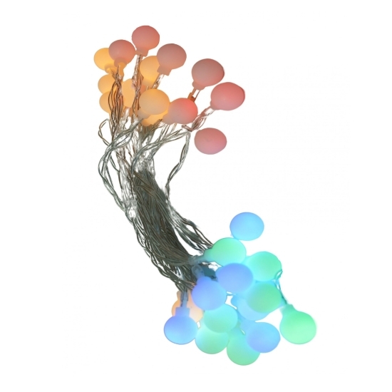 Instalație Crăciun, 3.5m, 30 de LED-uri, multicolor RGB, model cu biluțe, liniară, cu baterie