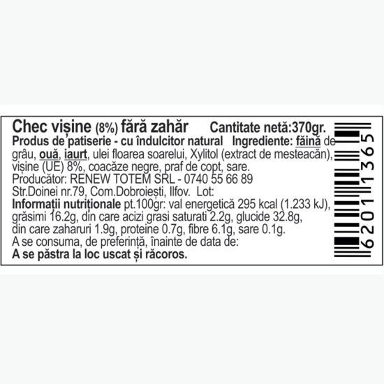 Chec vișine fără zahăr 370g