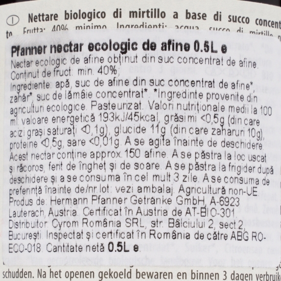 Nectar ecologic de afine 0.5l