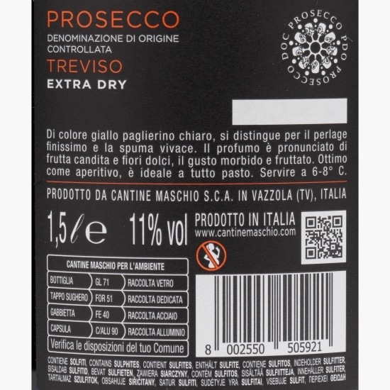 Vin spumant extra sec Prosecco Treviso, 11%, 1.5l