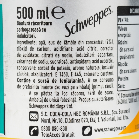 Apă tonică Bitter Lemon, fără zahăr adăugat 0.5l