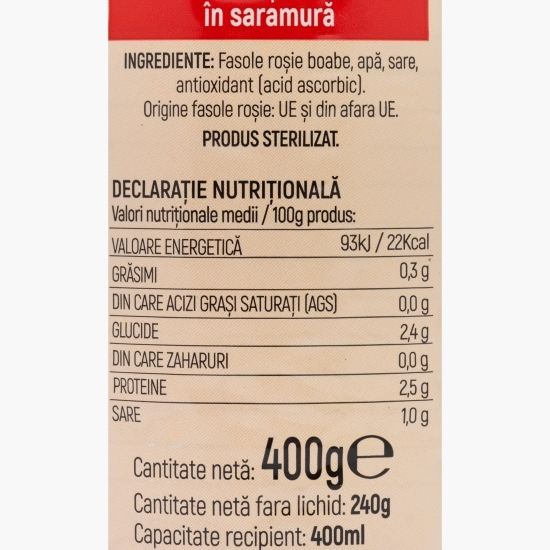 Fasole roșie boabe în saramură 400g