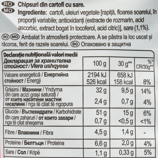Chipsuri din cartofi cu sare 125g