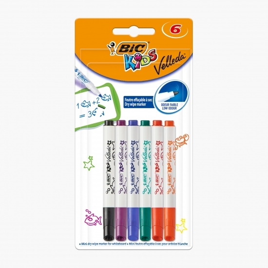 Set 6 mini markere pentru tablă albă Velleda Kids asortate