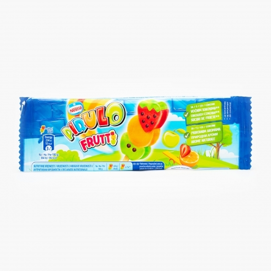 Înghețată pe bază de apă cu mere, sorbet de portocale, căpșuni și glazură de cacao 70ml